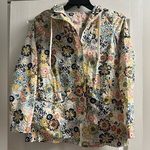 Mossimo Supply Co. Floral Hooded Water-Resistant Rain Jacket Small